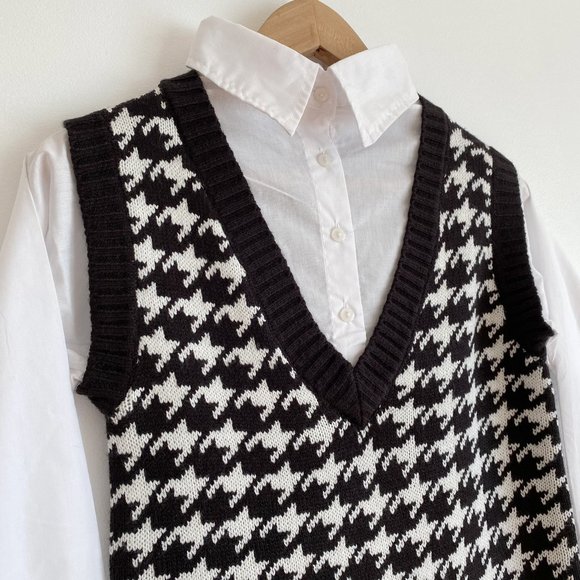 Heart&Heels NWOT Women's Long Sleeve Shirt with Sweater Dress, Black/White, Sz S - Picture 7 of 9